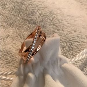 Pandora Rose Gold Diamond Accent Ring (size 8)